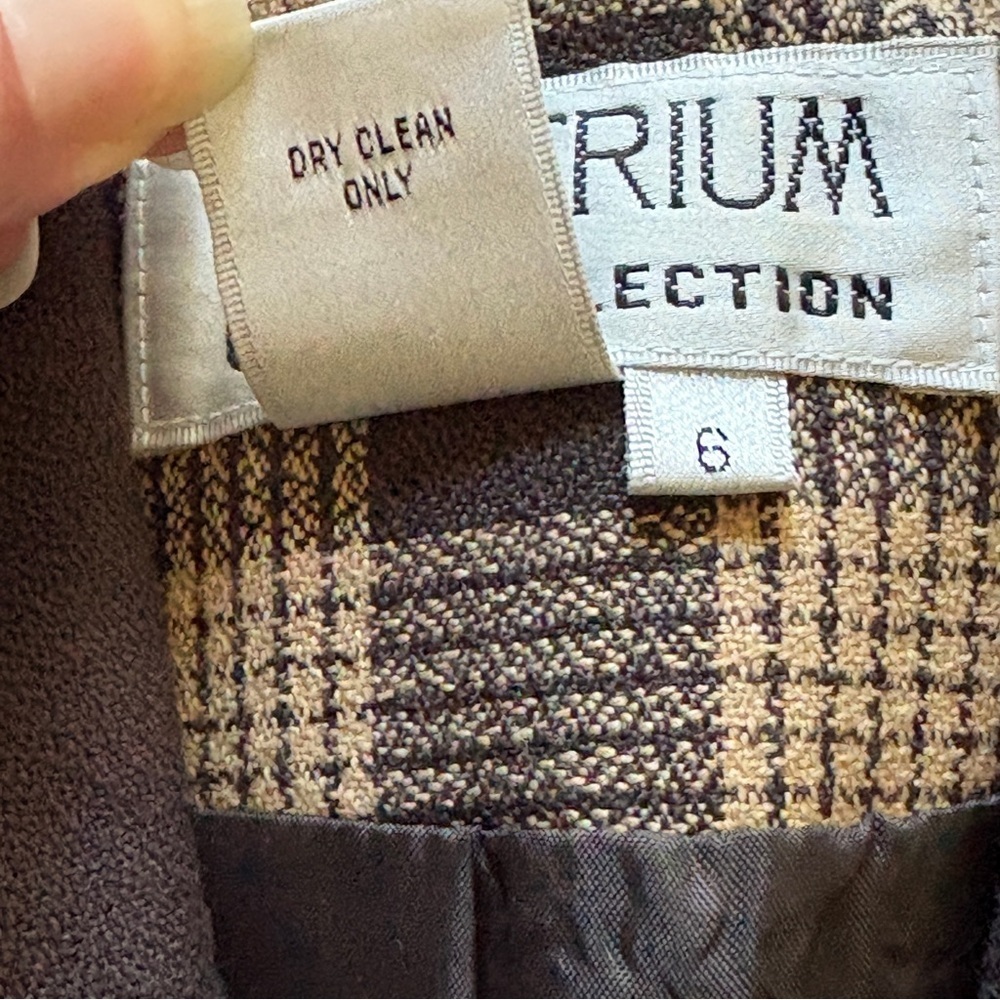 Atrium Collection Blazer Women 6 Brown Plaid Shawl Lapel Vintage Made‎ in USA - Picture 7 of 7